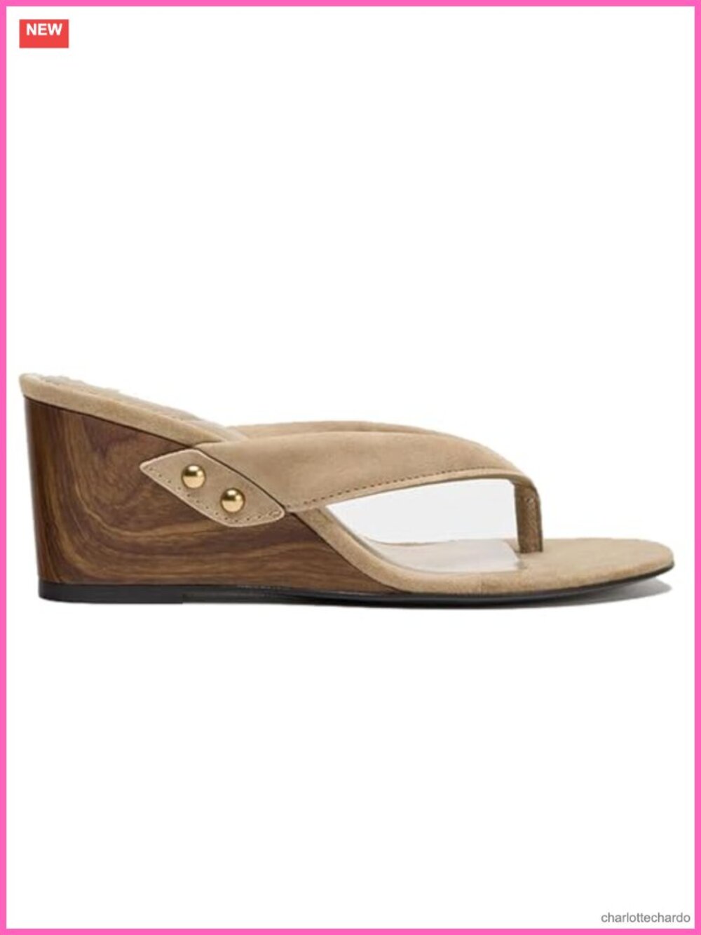 Faux Wooden Wedge Clogs Flip Flops Round Toe Slip-On Comfort Foam Sandals